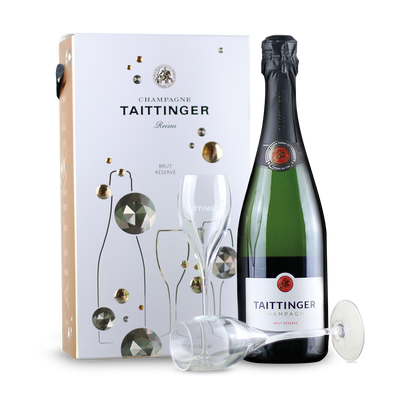 Offre Réserve Brut avec 2 verres à Champagne en emballage cadeau